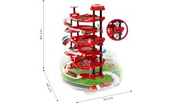 Garaż samochodowy XXL straż pożarna 5 poziomów + mata z miastem 82 elementy