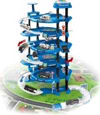 Garaż samochodowy XXL komenda policji 5 poziomów + mata z miastem 82 elementy