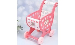 Wózek na zakupy sklepowy do supermarketu kuchni + 18 akcesoriów różowy