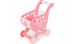 Wózek na zakupy sklepowy do supermarketu kuchni + 18 akcesoriów różowy