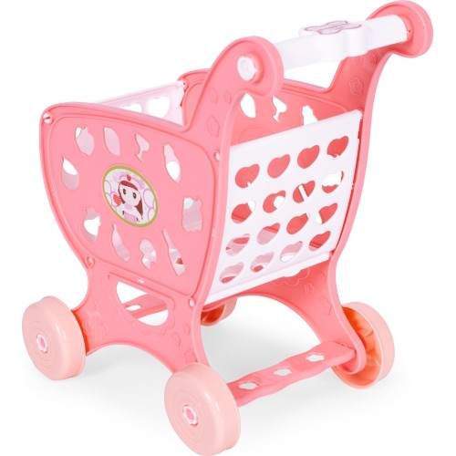 Wózek na zakupy sklepowy do supermarketu kuchni + 18 akcesoriów różowy