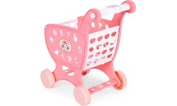 Wózek na zakupy sklepowy do supermarketu kuchni + 18 akcesoriów różowy
