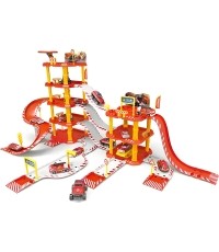 Duży garaż samochodowy straż pożarna 4 poziomy stacja benzynowa 100 elementów