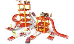 Duży garaż samochodowy straż pożarna 4 poziomy stacja benzynowa 100 elementów