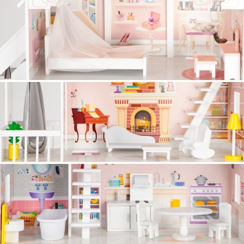 Wooden Dollhouse Eco Toys Powder Mansion