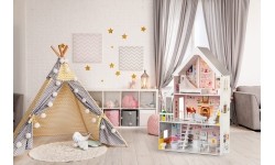 Wooden Dollhouse Eco Toys Powder Mansion