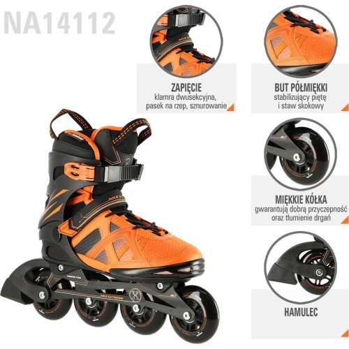 Czarno-pomarańczowe rolki NILS Extreme NA14112 - NA14112 BLACK-ORANGE IN-LINE SKATES NILS EXTREME