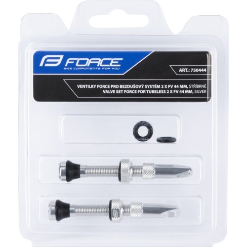 Zestaw zaworów do opon bezdętkowych FORCE FV 44mm (srebrny)