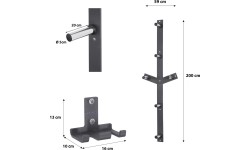 ZESTAW UCHWYTÓW ŚCIENNYCH STR28 UCHWYT NA DRĄŻEK + STR29 STOJAK NA OBCIĄŻNIKI HMS