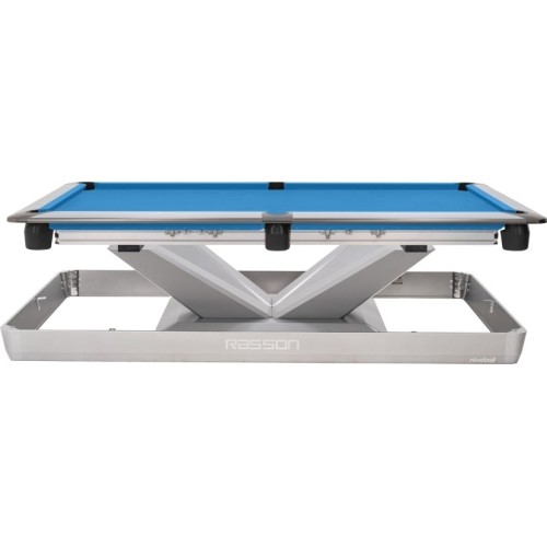Stół bilardowy, Pool, Rasson Victory III, srebrny, kieszonkowy CLUB, 8 ft., Simonis 760 blaugrün