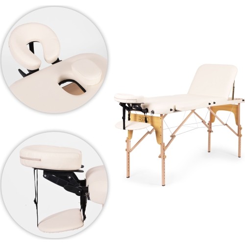 Drewniany stół do masażu i rehabilitacji, 3-segmentowy, składany do walizki + torba ModernHome