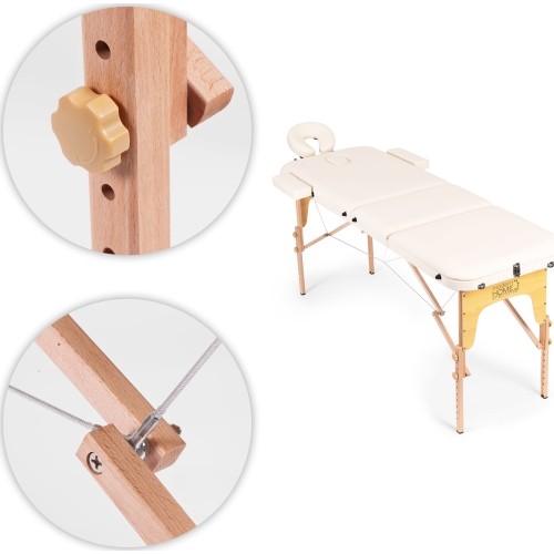 Drewniany stół do masażu i rehabilitacji, 3-segmentowy, składany do walizki + torba ModernHome