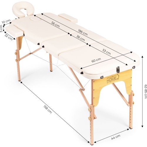 Drewniany stół do masażu i rehabilitacji, 3-segmentowy, składany do walizki + torba ModernHome