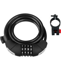 Zapięcie rowerowe FORCE Lux, linka 180/8 mm (czarne)