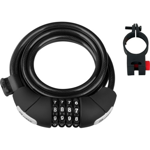 Zapięcie rowerowe FORCE Lux, linka 180/8 mm (czarne)