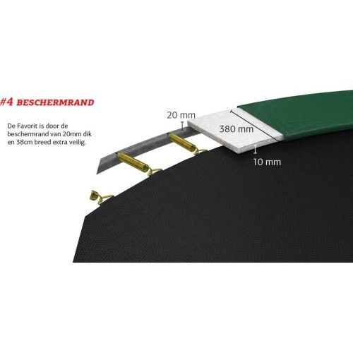 Zestaw trampolina BERG Favorit Regular 430, zielony + siatka ochronna Comfort