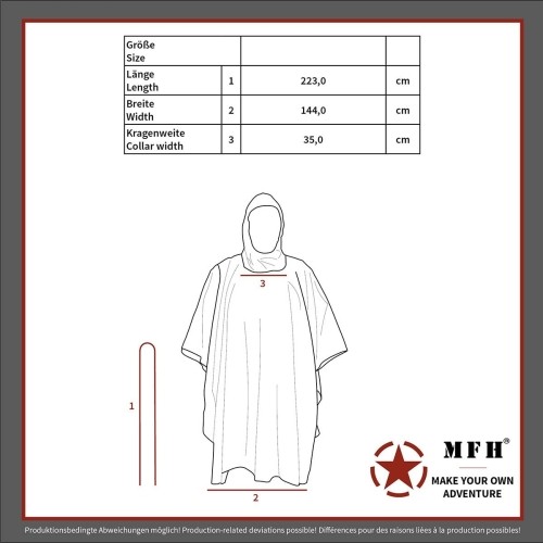 Poncho przeciwdeszczowe MFH Rip Stop - BW Camo