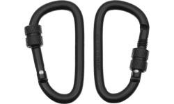 Karabinek D MFH z blokadą śrubową, czarny, 6mmx6cm