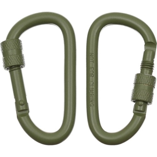 Karabińczyk D MFH Screw Lock, zielony, 6 mm x 6 cm