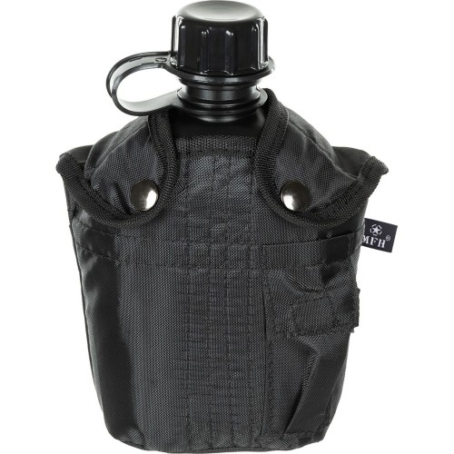 Plastikowa manierka z pokrowcem MFH, czarna, 1 l
