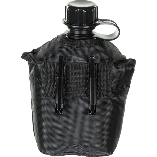 Plastikowa manierka z pokrowcem MFH, czarna, 1 l