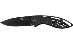 Nóż składany FoxOutdoor, czarny, perforowana metalowa rękojeść