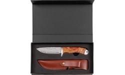 Nóż damasceński FoxOutdoor z inkrustacją z czerwonego drewna pigwy