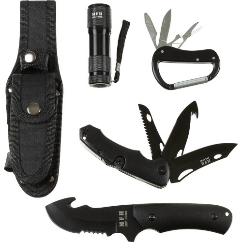 Turystyczny survivalowy outdoorowy zestaw narzędzi noży MFH - Czarny