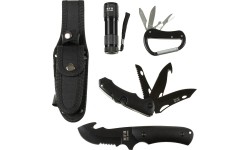 Turystyczny survivalowy outdoorowy zestaw narzędzi noży MFH - Czarny