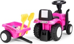 Jeździk traktor z przyczepką interaktywna kierownica dźwięki dla dzieci różowy