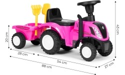 Jeździk traktor z przyczepką interaktywna kierownica dźwięki dla dzieci różowy