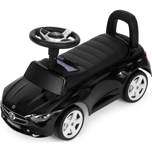 Autko na akumulator Mercedes klasy C, interaktywna kierownica, dźwięki, czarne