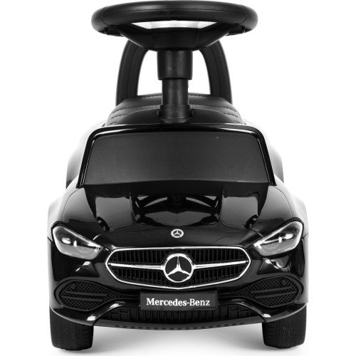 Autko na akumulator Mercedes klasy C, interaktywna kierownica, dźwięki, czarne