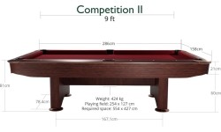 Stół bilardowy, Pool, Competition II, 9 stóp, mahoń, obrus żółto-zielony