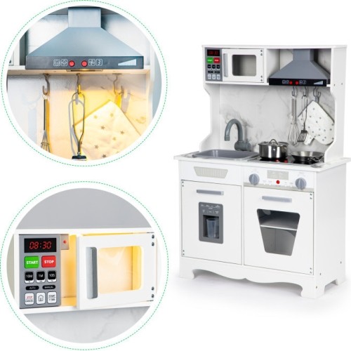 Ecotoys drewniana kuchnia dla dzieci, z dźwiękami, światłami + akcesoriami