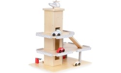 Duży drewniany tor garaż parking z windą + autka ECOTOYS