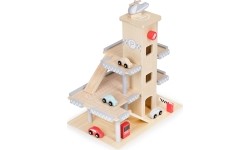 Duży drewniany tor garaż parking z windą + autka ECOTOYS