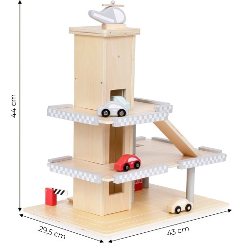 Duży drewniany tor garaż parking z windą + autka ECOTOYS