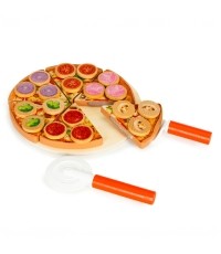 Drewniana pizza do krojenia na rzepy dla dzieci 27 elementów