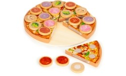 Drewniana pizza do krojenia na rzepy dla dzieci 27 elementów