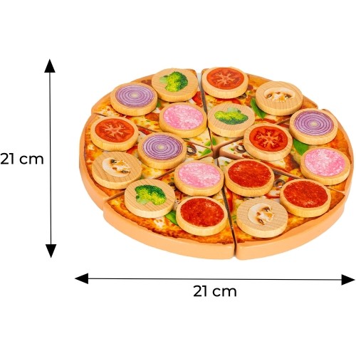 Drewniana pizza do krojenia na rzepy dla dzieci 27 elementów