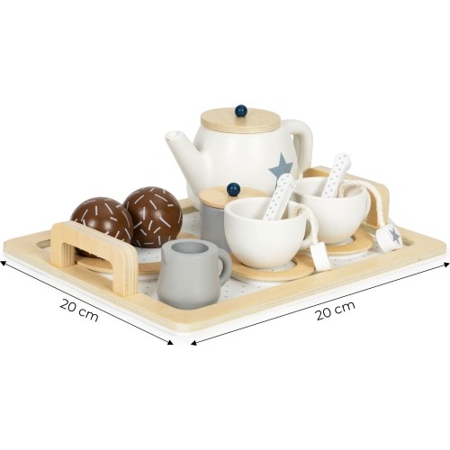 Drewniany zestaw do herbaty dzbanek filiżanki 17 elementów ECOTOYS