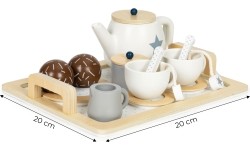 Drewniany zestaw do herbaty dzbanek filiżanki 17 elementów ECOTOYS