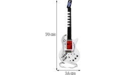 Gitara elektryczna ze statywem i mikrofonem, biała
