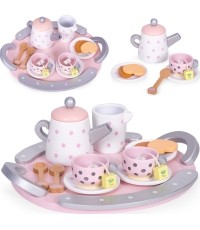 Drewniany zestaw do herbaty filiżanki czajnik 15 elementów ECOTOYS