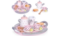 Drewniany zestaw do herbaty filiżanki czajnik 15 elementów ECOTOYS