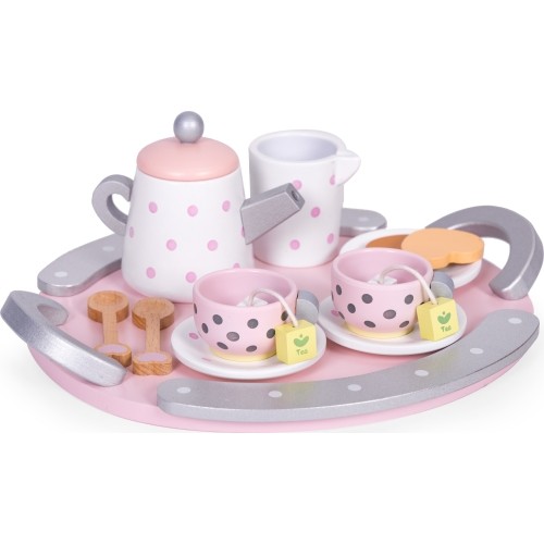 Drewniany zestaw do herbaty filiżanki czajnik 15 elementów ECOTOYS