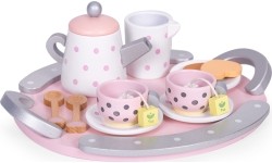 Drewniany zestaw do herbaty filiżanki czajnik 15 elementów ECOTOYS