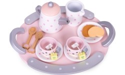 Drewniany zestaw do herbaty filiżanki czajnik 15 elementów ECOTOYS