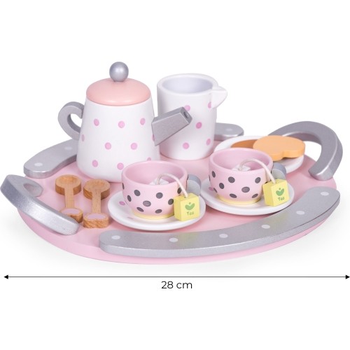 Drewniany zestaw do herbaty filiżanki czajnik 15 elementów ECOTOYS